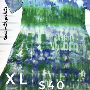 Custom Tie Dyed Tunic with pockets XL